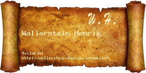 Wallerstein Henrik névjegykártya